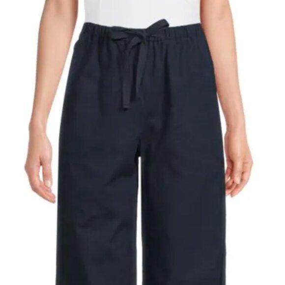 Vince Pants - Navy Blue Linen Drawstring Pants Vince XS for Work or Summer